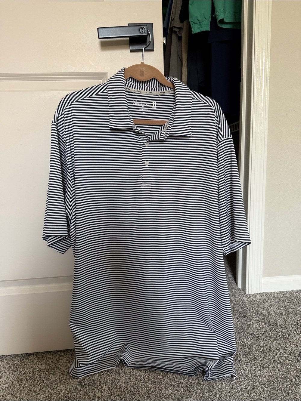 Walter Hagen Black and White Striped Polo Shirt